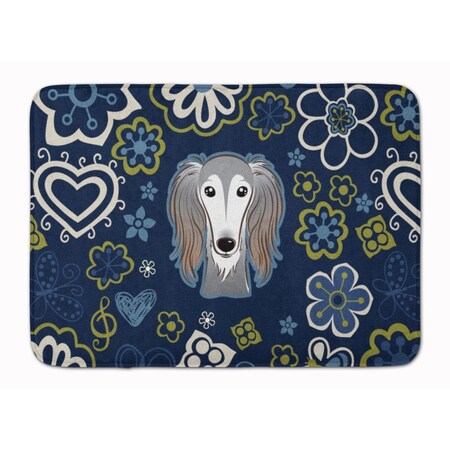 Carolines Treasures Blue Flowers Saluki Machine Washable Memory Foam Mat BB5080RUG